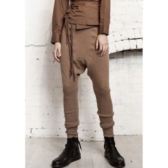 NEW FREE PEOPLE X NICHOLAS K SZ M CELESTE RIBBED ALPACA SWEATER PANT CAMEL - Picture 1 of 5